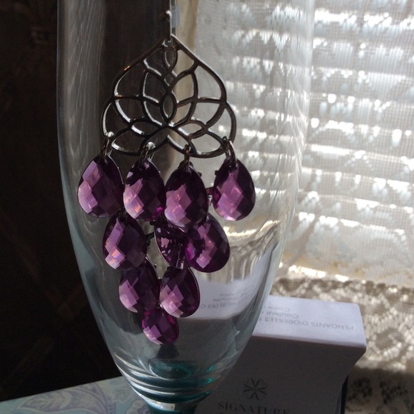 Avon Jewelry - Amethyst & Silver Chandelier Earrings