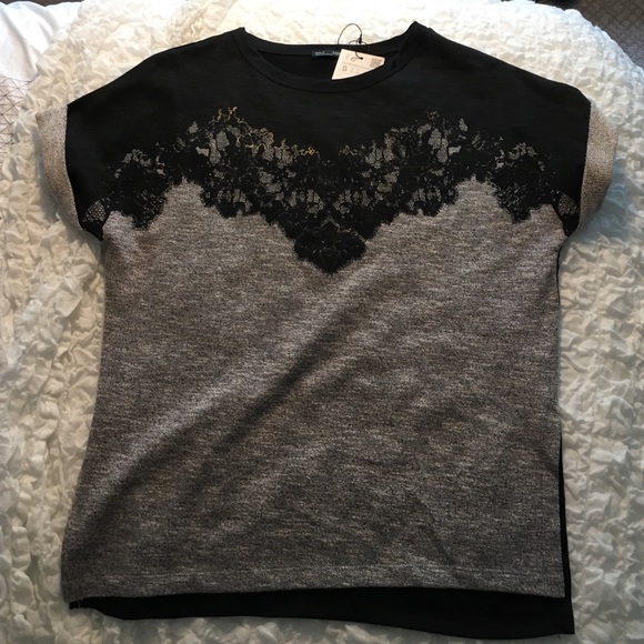 ❌SOLD❌ NWT Zara Mixed Lace Top Size Small - Picture 2 of 3