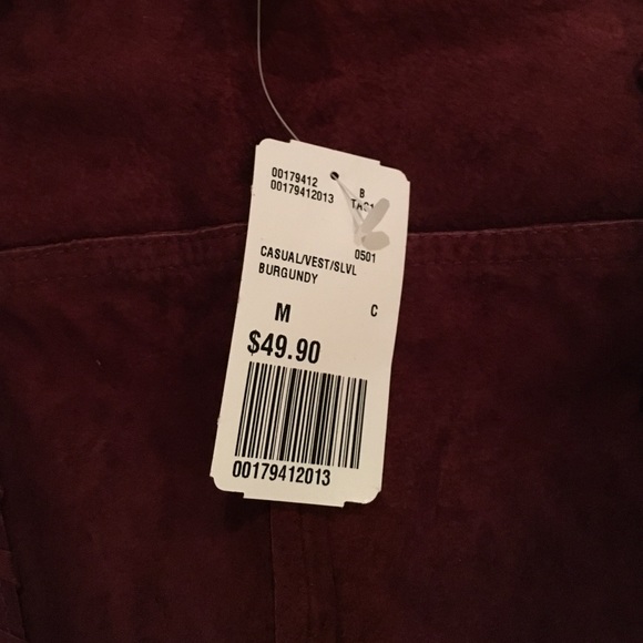 Maroon, fringed vest - Picture 2 of 2