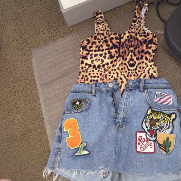 Top shop body suit and shorts