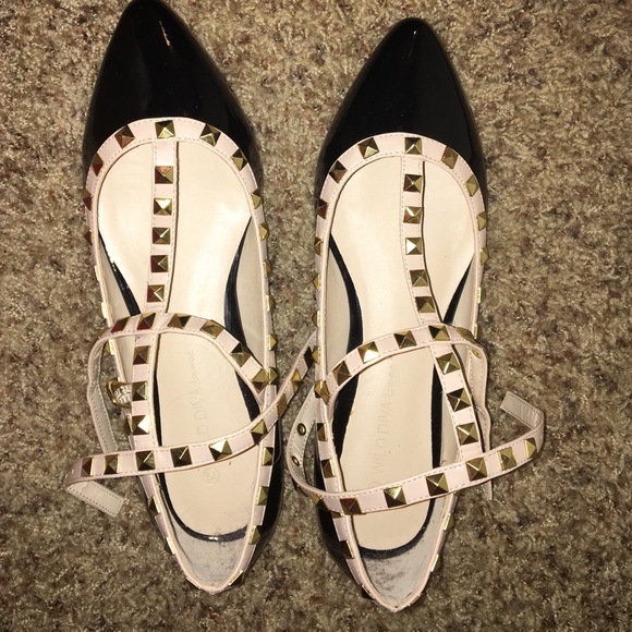 Studded T-strap flats