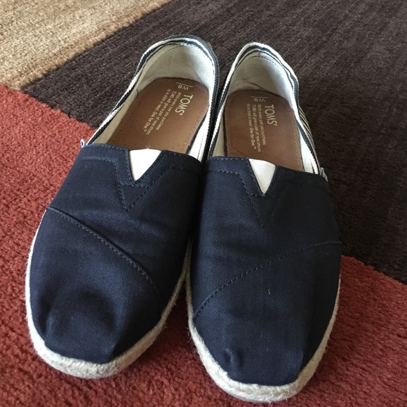Black and white striped TOMS