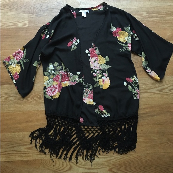 Floral print kimono cardigan