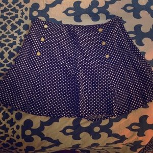 Blue polka dot mini skirt