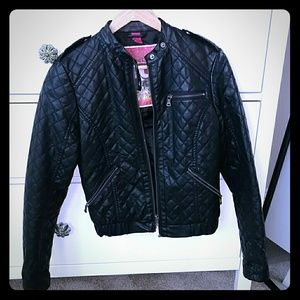 Black quilted faux leather jacket