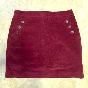 Burgundy Corduroy Mini Skirt