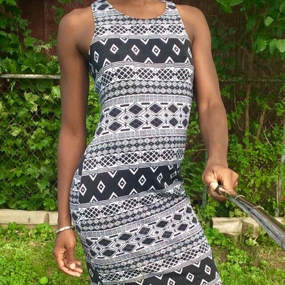Paper Doll Tribal Print Black & White Dress