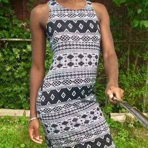 Paper Doll Tribal Print Black & White Dress