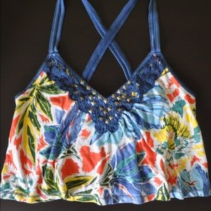 Tropical Print Crop Top