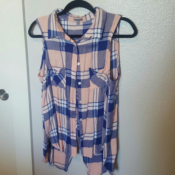 Open back flannel tank top - Picture 1 of 3
