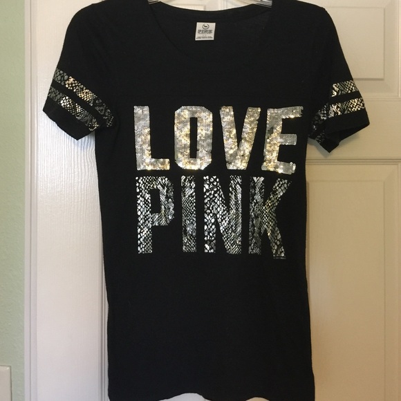 PINK Sequined Black Tee!