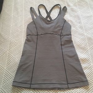 Lululemon: black/ light pink striped athletic tank