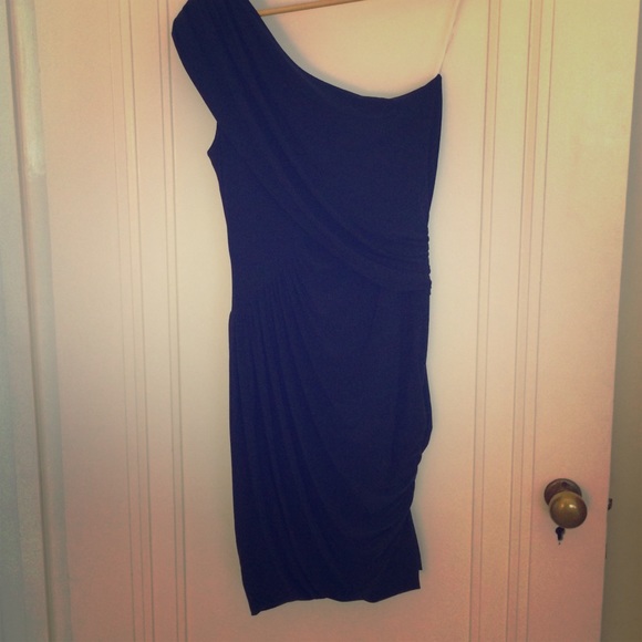 One shoulder navy dress - Picture 1 of 3