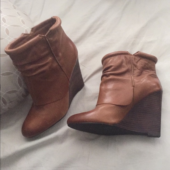 Tan leather booties