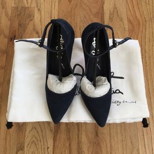 Alice + Olivia Diana Suede Pump with Ankle Strap