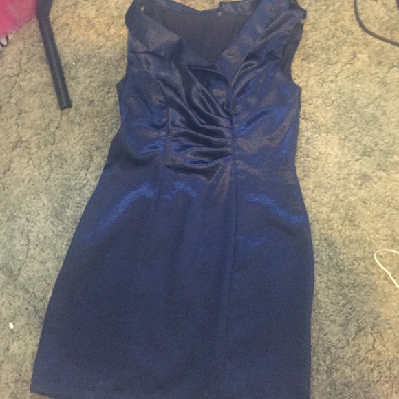 Navy blue boat neck annected dress