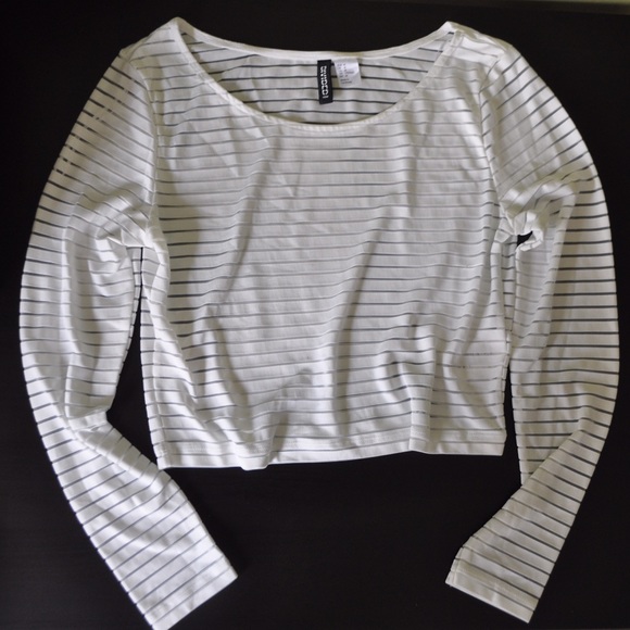 Striped White Crop Top