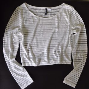 Striped White Crop Top
