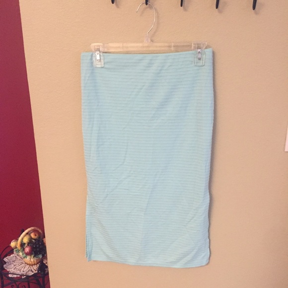 Baby Blue Trendy Knee Length Pencil Skirt - Picture 1 of 3