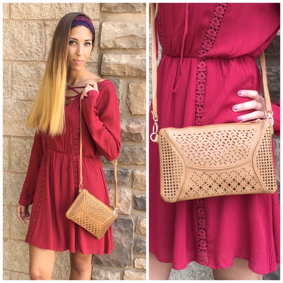 Brown Laser Cut Clutch - Picture 3 of 3