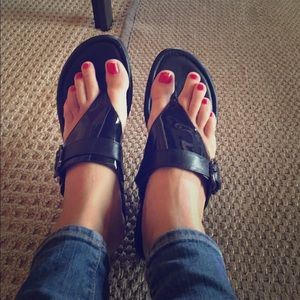 NEW Cole Haan Black Patent and Leather Sandals