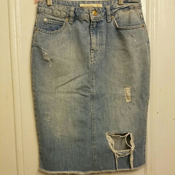 Denim high waisted pencil skirt