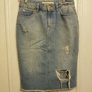 Denim high waisted pencil skirt