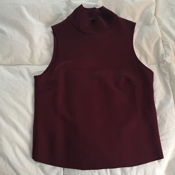 Zara Maroon Sleeveless Turtleneck