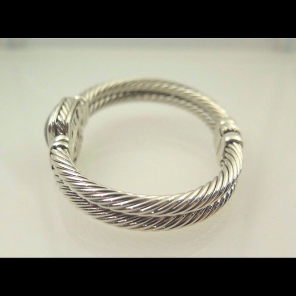 David Yurman Diamond Silver Bangle Bracelet - Picture 2 of 4