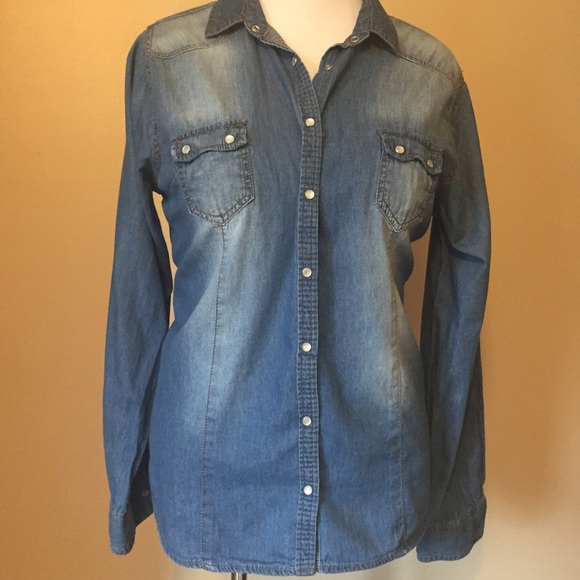 Faded Glory Tops - Denim Western Shirt