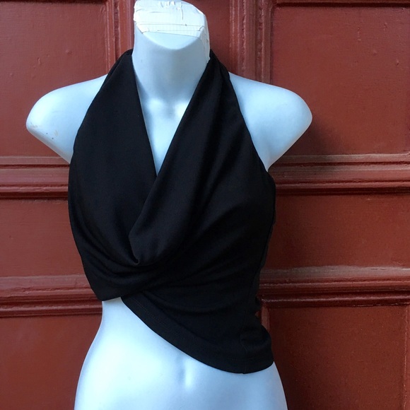 NICOLE MILLER BLACK HALTER TOP $125 TAG