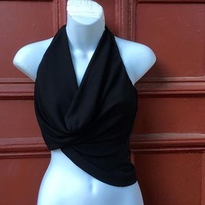 NICOLE MILLER BLACK HALTER TOP $125 TAG