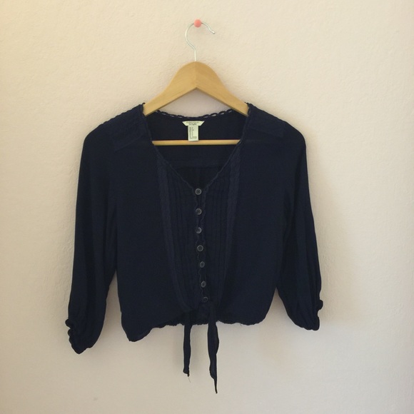 Navy Cropped Blouse