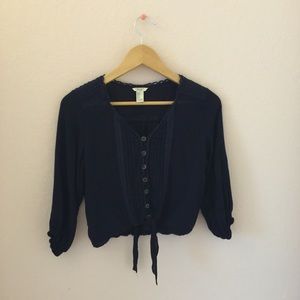 Navy Cropped Blouse