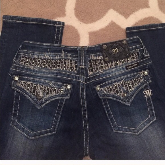 Miss me jeans rhinestone black lace 29 straight