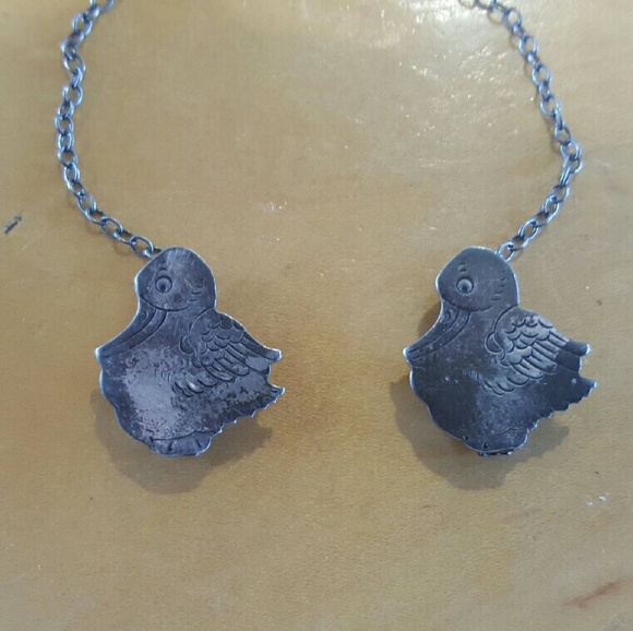 1950s Sterling Baby Bib Goose Clip ons