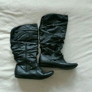 Black Strappy Studded Boots