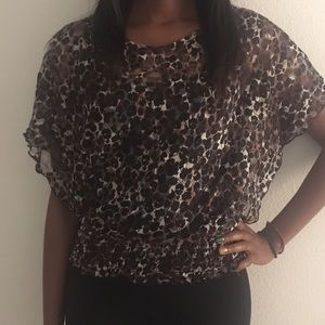 Dots cheetah print lace blouse.