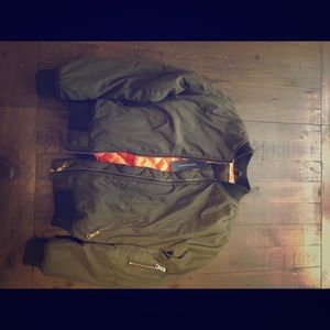 Green puffy bomber jacket