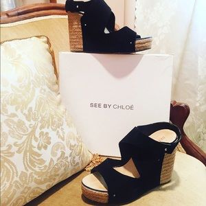 Wedges sandals genuine suede