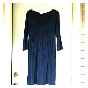 Navy 3/4 Sleeve Maternity Dress