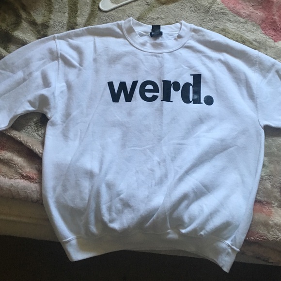 White, over sized crewneck, "werd." - Picture 1 of 1
