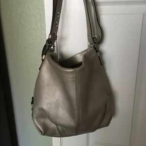 Silver/tope COACH  purse