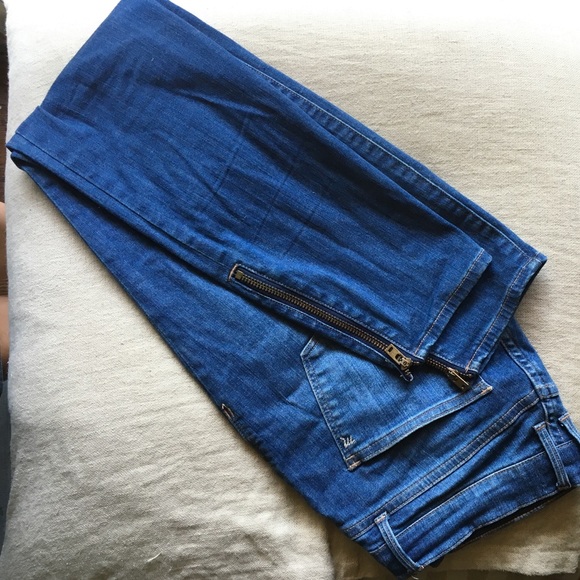Madewell skinny ankle zipper jeans, light blue