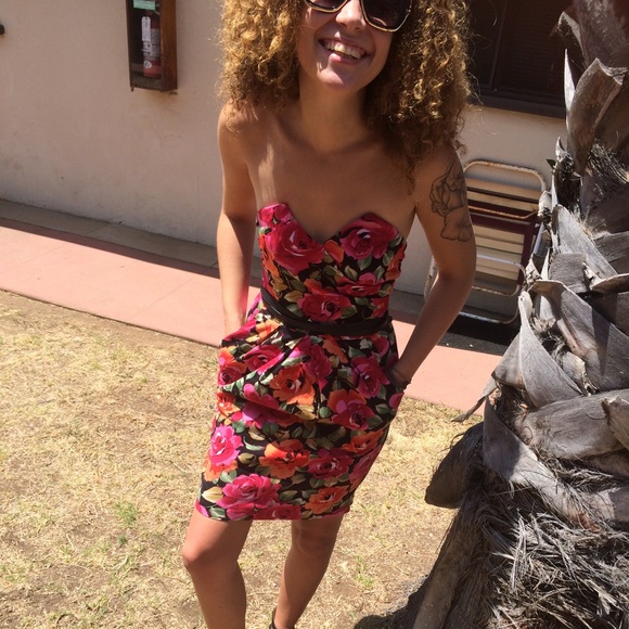 Strapless floral dress