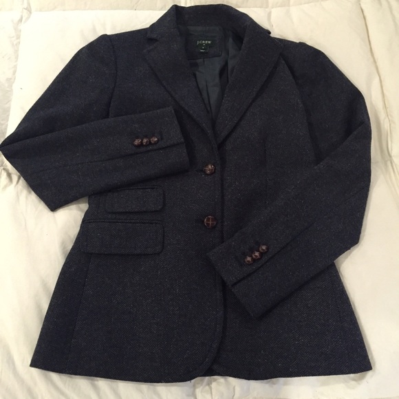 J.Crew Navy Herringbone School Boy Blazer