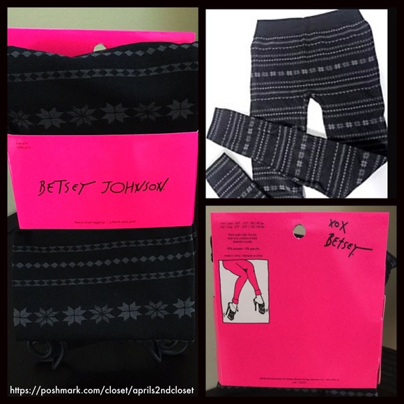 BETSEY JOHNSON BLACK NORDIC PRINT FLEECE LEGGINGS - Picture 3 of 6