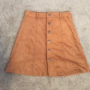 Faux suede button up skirt!