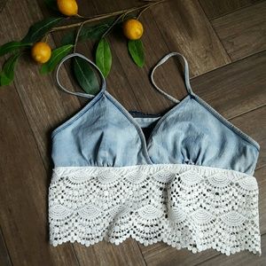 Mebon Lace Back Tie Crop Top