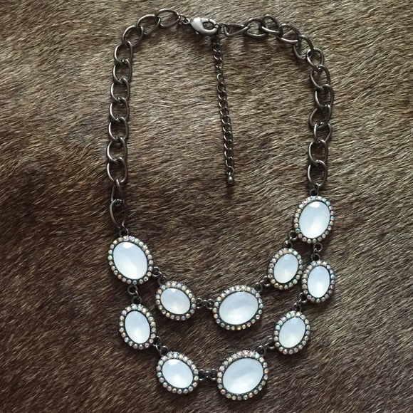 Jewelry - Gunmetal statement necklace with rhinestones